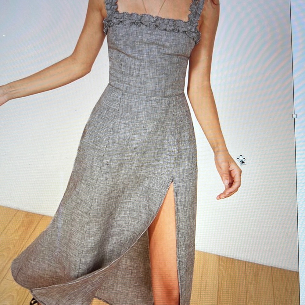 Reformation linen dress with front slit